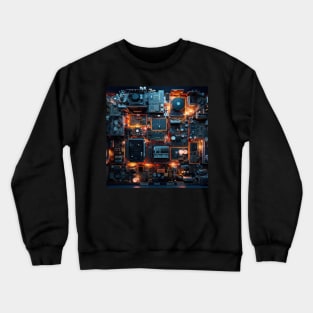 Cyber Circuit Cityscape Crewneck Sweatshirt